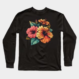 Glorious Hibiscus Flower Long Sleeve T-Shirt